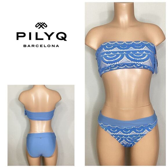 New PilyQ sky blue bikini set. D-top(large)/L- bottom. Normally $160 - Picture 1 of 8